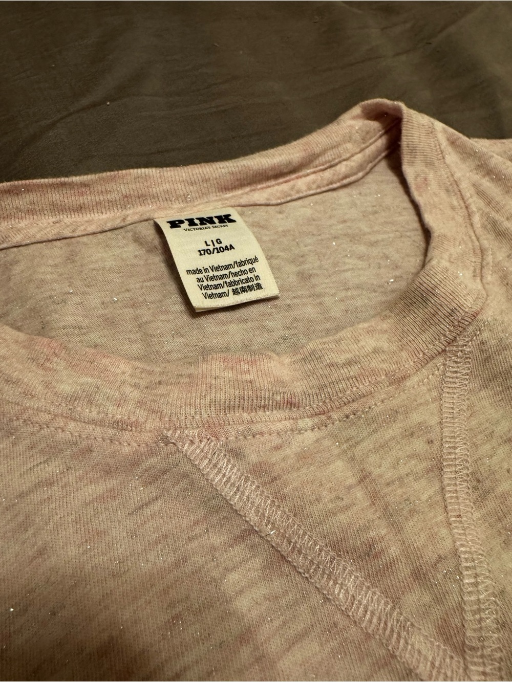 PINK Heathered Blush Long Sleeve Crew - Picture 4 of 6